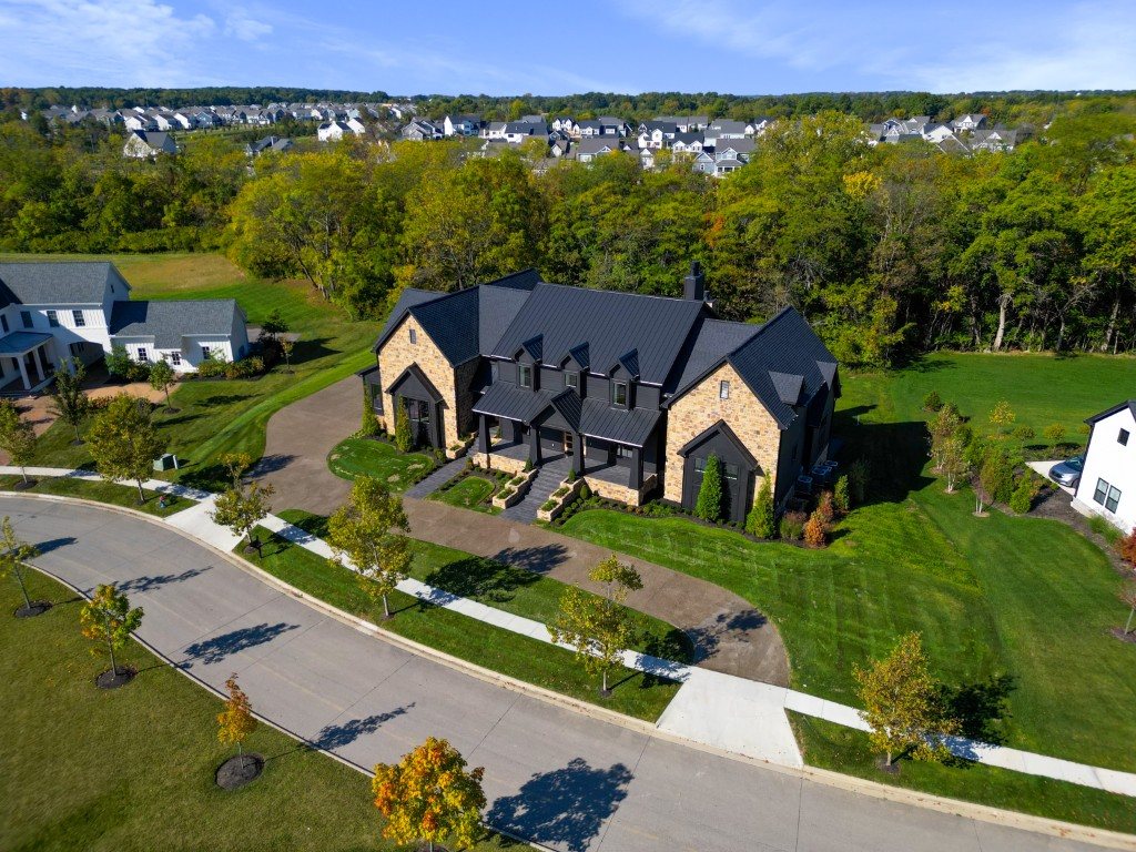 The record-breaking Jerome Village custom home built by CCS Construction, aerial view